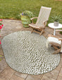 Green 7' 10 x 10' Jill Zarin Outdoor Oval Area Rug Weather Resistant for Patio, Deck, Terrace, Balcony, Porch Durable 100% Polypropylene Carpet for Outside for Sale at Rug Engine