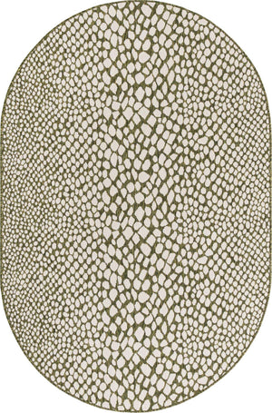 Green 5' 3 x 8' Jill Zarin Outdoor Oval Area Rug Weather Resistant for Patio, Deck, Terrace, Balcony, Porch Durable 100% Polypropylene Carpet for Outside for Sale at Rug Engine