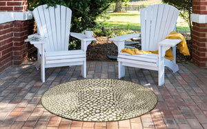 Green 6' 7 x 6' 7 Jill Zarin Outdoor Round Area Rug Weather Resistant for Patio, Deck, Terrace, Balcony, Porch Durable 100% Polypropylene Carpet for Outside for Sale at Rug Engine