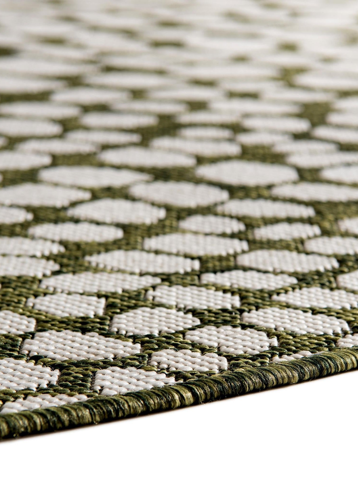 Green 4' 1 x 4' 1 Jill Zarin Outdoor Round Area Rug Weather Resistant for Patio, Deck, Terrace, Balcony, Porch Durable 100% Polypropylene Carpet for Outside for Sale at Rug Engine
