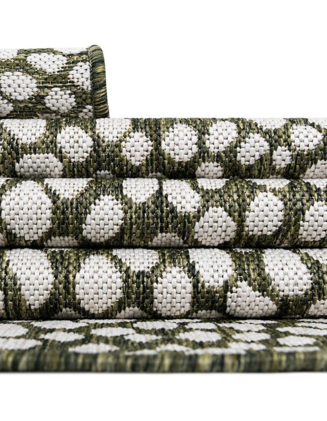 Green 13' 1 x 13' 1 Jill Zarin Outdoor Round Area Rug Weather Resistant for Patio, Deck, Terrace, Balcony, Porch Durable 100% Polypropylene Carpet for Outside for Sale at Rug Engine