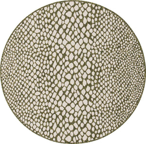 Green 4' 1 x 4' 1 Jill Zarin Outdoor Round Area Rug Weather Resistant for Patio, Deck, Terrace, Balcony, Porch Durable 100% Polypropylene Carpet for Outside for Sale at Rug Engine