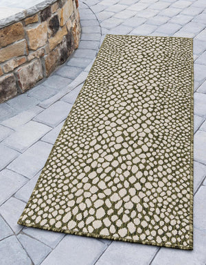 Green 2' x 8' Jill Zarin Outdoor Runner Area Rug Weather Resistant for Patio, Deck, Terrace, Balcony, Porch Durable 100% Polypropylene Carpet for Outside for Sale at Rug Engine