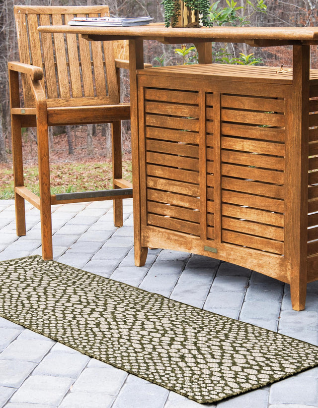 Green 2' x 8' Jill Zarin Outdoor Runner Area Rug Weather Resistant for Patio, Deck, Terrace, Balcony, Porch Durable 100% Polypropylene Carpet for Outside for Sale at Rug Engine