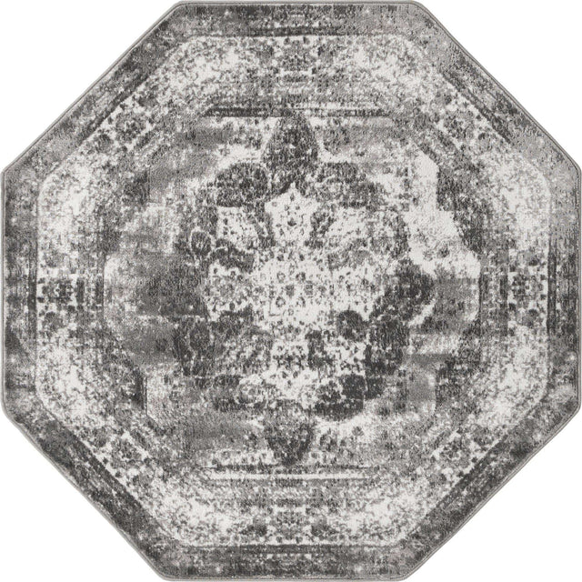 Gray 5' 3 x 5' 3 Sofia Octagon Area Rug Durable Easy Clean Stain Resistant Unique Carpet for Affordable Interior Home Design for Sale at Rug Engine