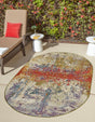 Multicolor 2' 2 x 3' 1 Outdoor Modern Oval Area Rug Weather Resistant for Patio, Deck, Terrace, Balcony, Porch 100% Polypropylene Modern Outside Carpet for Sale at Rug Engine