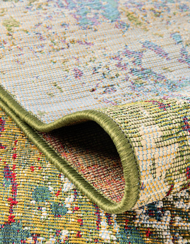 Multicolor 7' 11 x 7' 11 Outdoor Modern Octagon Area Rug Weather Resistant for Patio, Deck, Terrace, Balcony, Porch 100% Polypropylene Modern Outside Carpet for Sale at Rug Engine