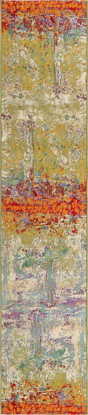 Multicolor 2' 7 x 12' Outdoor Modern Runner Area Rug Weather Resistant for Patio, Deck, Terrace, Balcony, Porch 100% Polypropylene Modern Outside Carpet for Sale at Rug Engine