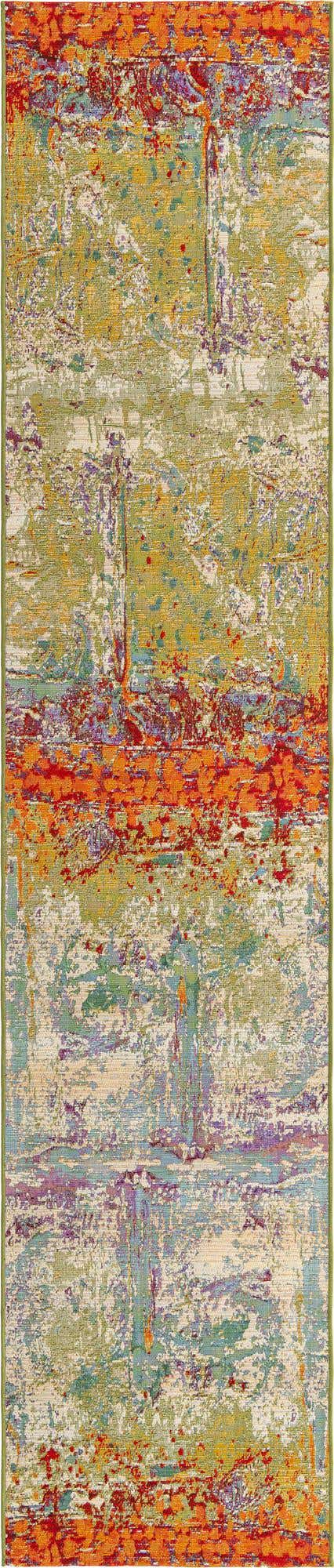 Multicolor 2' 7 x 12' Outdoor Modern Runner Area Rug Weather Resistant for Patio, Deck, Terrace, Balcony, Porch 100% Polypropylene Modern Outside Carpet for Sale at Rug Engine
