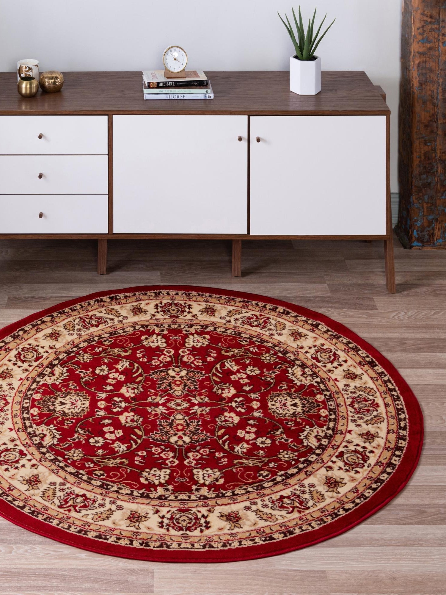 Burgundy 7' 10 x 7' 10 Sialk Hill Round Area Rug 100% Polypropylene Durable Easy Clean Classic Traditional Design Carpet for Interior Design for Sale at Rug Engine