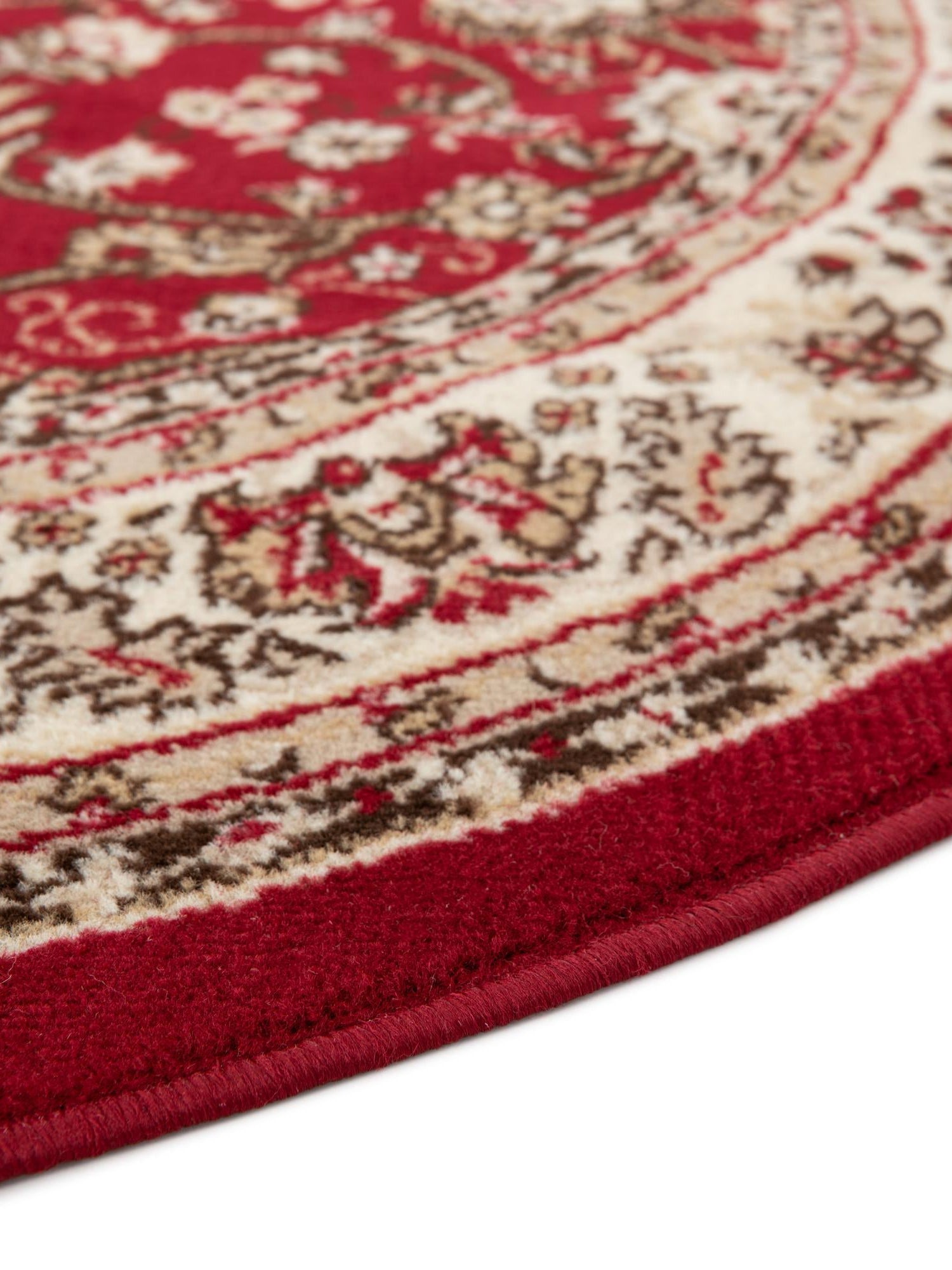 Burgundy 7' 10 x 7' 10 Sialk Hill Round Area Rug 100% Polypropylene Durable Easy Clean Classic Traditional Design Carpet for Interior Design for Sale at Rug Engine