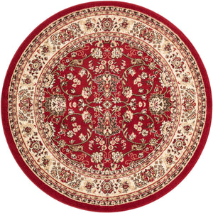 Burgundy 5' 3 x 5' 3 Sialk Hill Round Area Rug 100% Polypropylene Durable Easy Clean Classic Traditional Design Carpet for Interior Design for Sale at Rug Engine