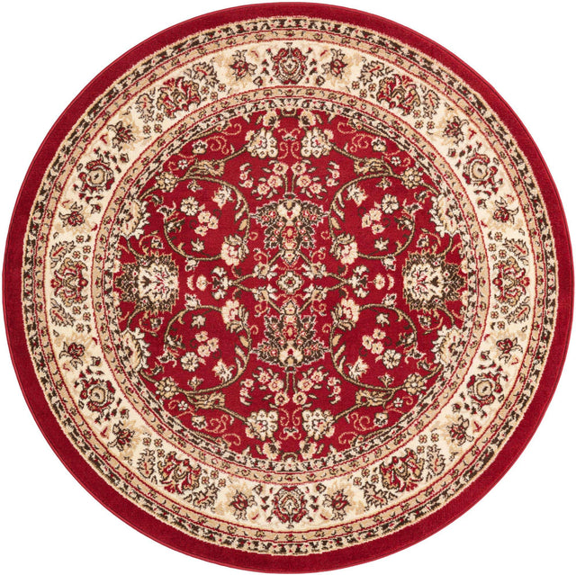 Burgundy 5' 3 x 5' 3 Sialk Hill Round Area Rug 100% Polypropylene Durable Easy Clean Classic Traditional Design Carpet for Interior Design for Sale at Rug Engine