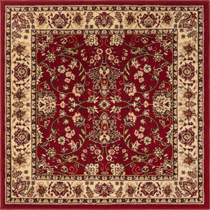 Burgundy 4' 1 x 4' 1 Sialk Hill Square Area Rug 100% Polypropylene Durable Easy Clean Classic Traditional Design Carpet for Interior Design for Sale at Rug Engine