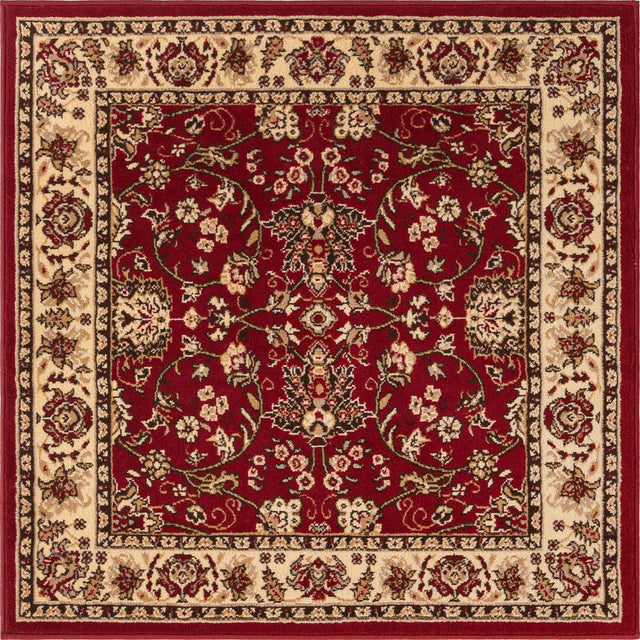 Burgundy 4' 1 x 4' 1 Sialk Hill Square Area Rug 100% Polypropylene Durable Easy Clean Classic Traditional Design Carpet for Interior Design for Sale at Rug Engine