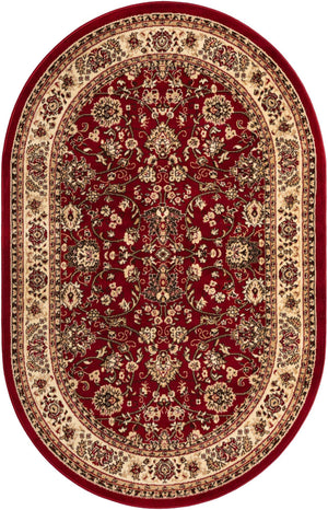 Burgundy 5' 3 x 8' Sialk Hill Oval Area Rug 100% Polypropylene Durable Easy Clean Classic Traditional Design Carpet for Interior Design for Sale at Rug Engine