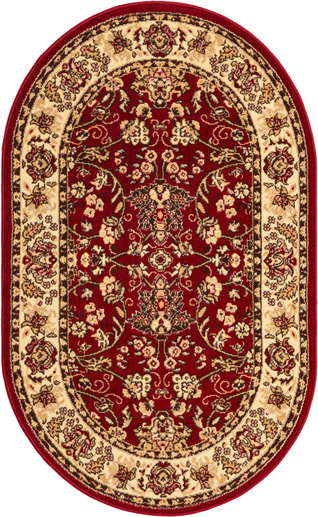 Burgundy 3' 1 x 5' 3 Sialk Hill Oval Area Rug 100% Polypropylene Durable Easy Clean Classic Traditional Design Carpet for Interior Design for Sale at Rug Engine