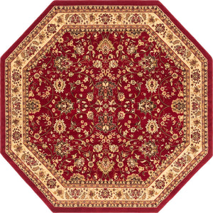 Burgundy 7' 10 x 7' 10 Sialk Hill Octagon Area Rug 100% Polypropylene Durable Easy Clean Classic Traditional Design Carpet for Interior Design for Sale at Rug Engine
