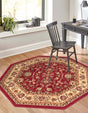 Burgundy 7' 10 x 7' 10 Sialk Hill Octagon Area Rug 100% Polypropylene Durable Easy Clean Classic Traditional Design Carpet for Interior Design for Sale at Rug Engine