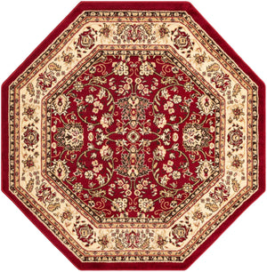 Burgundy 5' 3 x 5' 3 Sialk Hill Octagon Area Rug 100% Polypropylene Durable Easy Clean Classic Traditional Design Carpet for Interior Design for Sale at Rug Engine