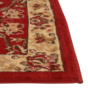 Burgundy 2' 7 x 13' 1 Sialk Hill Runner Area Rug 100% Polypropylene Durable Easy Clean Classic Traditional Design Carpet for Interior Design for Sale at Rug Engine