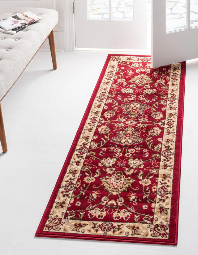 Burgundy 2' 7 x 13' 1 Sialk Hill Runner Area Rug 100% Polypropylene Durable Easy Clean Classic Traditional Design Carpet for Interior Design for Sale at Rug Engine