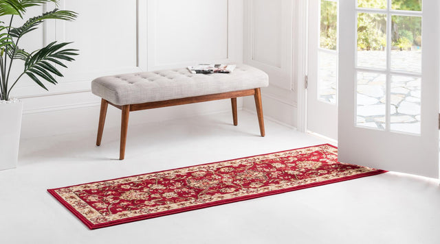 Burgundy 2' 7 x 12' Sialk Hill Runner Area Rug 100% Polypropylene Durable Easy Clean Classic Traditional Design Carpet for Interior Design for Sale at Rug Engine