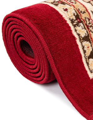 Burgundy 2' 7 x 13' 1 Sialk Hill Runner Area Rug 100% Polypropylene Durable Easy Clean Classic Traditional Design Carpet for Interior Design for Sale at Rug Engine