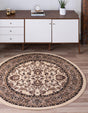 Ivory 7' 10 x 7' 10 Sialk Hill Round Area Rug 100% Polypropylene Durable Easy Clean Classic Traditional Design Carpet for Interior Design for Sale at Rug Engine