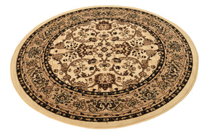 Ivory 5' 3 x 5' 3 Sialk Hill Round Area Rug 100% Polypropylene Durable Easy Clean Classic Traditional Design Carpet for Interior Design for Sale at Rug Engine