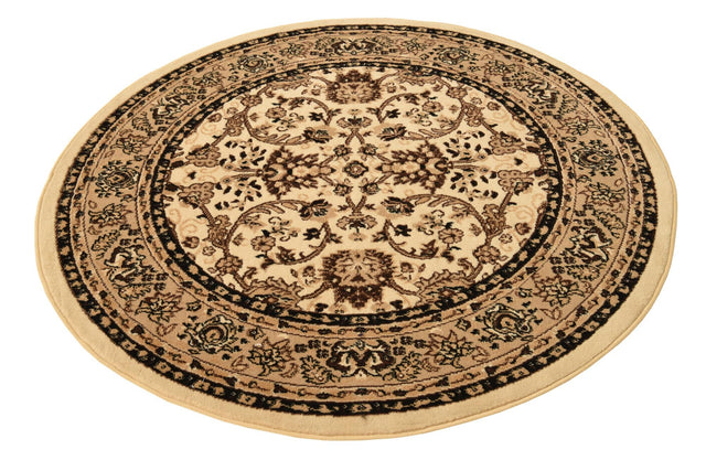 Ivory 5' 3 x 5' 3 Sialk Hill Round Area Rug 100% Polypropylene Durable Easy Clean Classic Traditional Design Carpet for Interior Design for Sale at Rug Engine
