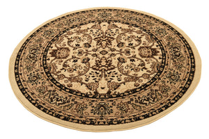 Ivory 5' 3 x 5' 3 Sialk Hill Round Area Rug 100% Polypropylene Durable Easy Clean Classic Traditional Design Carpet for Interior Design for Sale at Rug Engine
