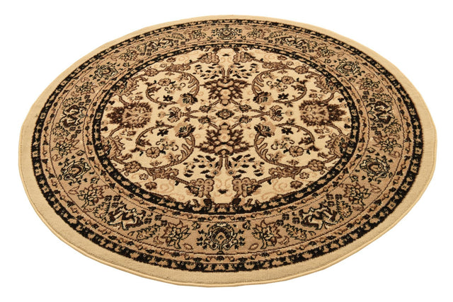 Ivory 5' 3 x 5' 3 Sialk Hill Round Area Rug 100% Polypropylene Durable Easy Clean Classic Traditional Design Carpet for Interior Design for Sale at Rug Engine
