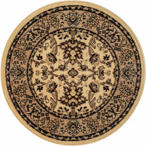 Ivory 3' 1 x 3' 1 Sialk Hill Round Area Rug 100% Polypropylene Durable Easy Clean Classic Traditional Design Carpet for Interior Design for Sale at Rug Engine