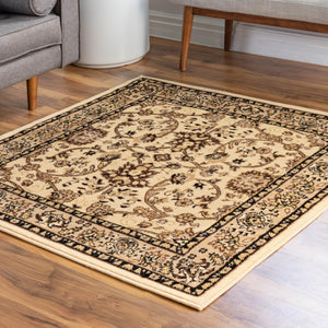 Ivory 5' 3 x 5' 3 Sialk Hill Square Area Rug 100% Polypropylene Durable Easy Clean Classic Traditional Design Carpet for Interior Design for Sale at Rug Engine