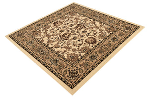 Ivory 5' 3 x 5' 3 Sialk Hill Square Area Rug 100% Polypropylene Durable Easy Clean Classic Traditional Design Carpet for Interior Design for Sale at Rug Engine