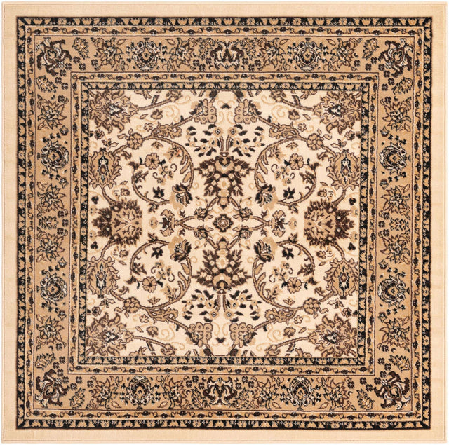 Ivory 5' 3 x 5' 3 Sialk Hill Square Area Rug 100% Polypropylene Durable Easy Clean Classic Traditional Design Carpet for Interior Design for Sale at Rug Engine