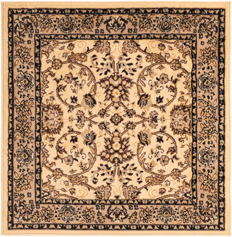Ivory 4' 1 x 4' 1 Sialk Hill Square Area Rug 100% Polypropylene Durable Easy Clean Classic Traditional Design Carpet for Interior Design for Sale at Rug Engine