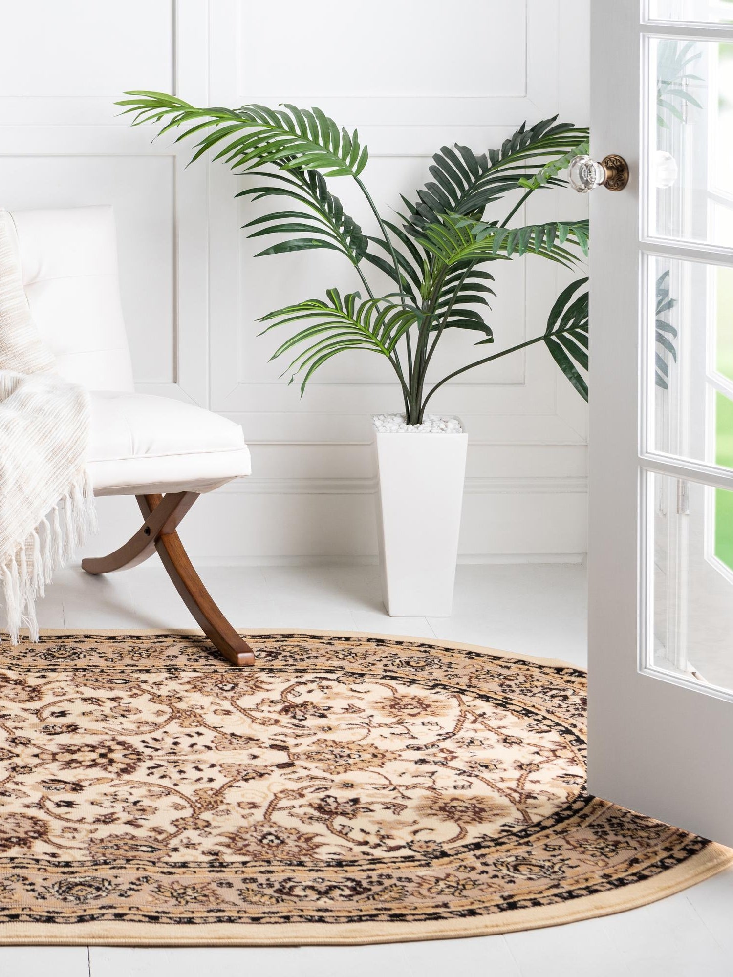 Ivory 5' 3 x 8' Sialk Hill Oval Area Rug 100% Polypropylene Durable Easy Clean Classic Traditional Design Carpet for Interior Design for Sale at Rug Engine