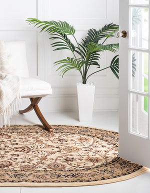 Ivory 5' 3 x 8' Sialk Hill Oval Area Rug 100% Polypropylene Durable Easy Clean Classic Traditional Design Carpet for Interior Design for Sale at Rug Engine