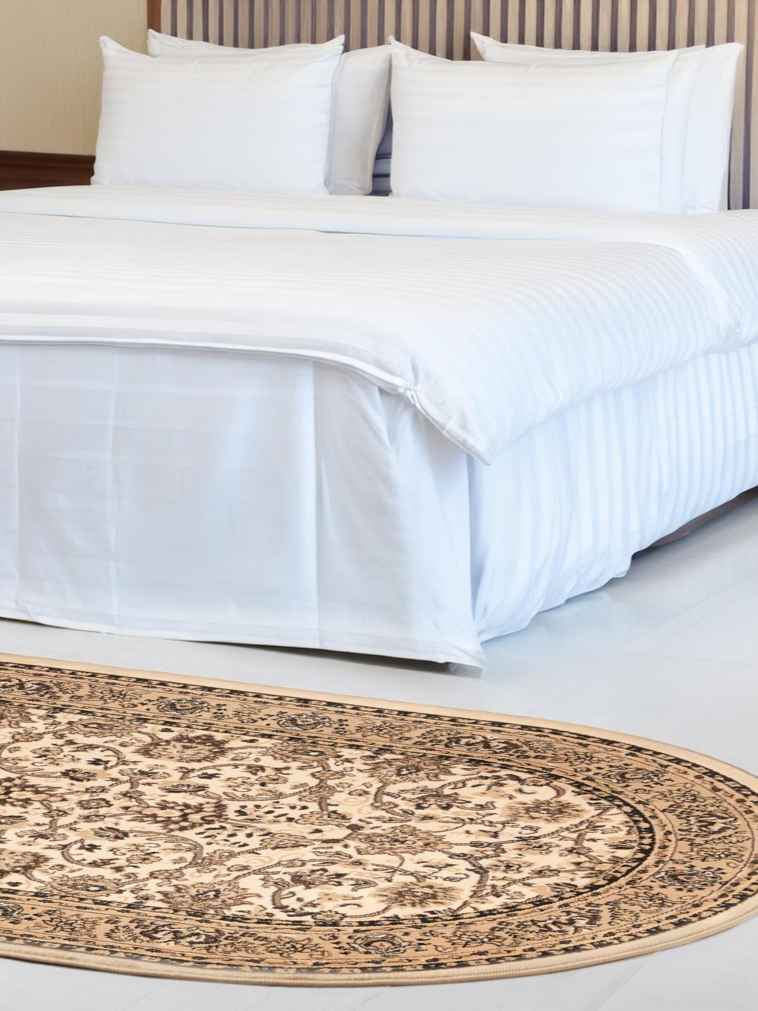 Ivory 5' 3 x 8' Sialk Hill Oval Area Rug 100% Polypropylene Durable Easy Clean Classic Traditional Design Carpet for Interior Design for Sale at Rug Engine