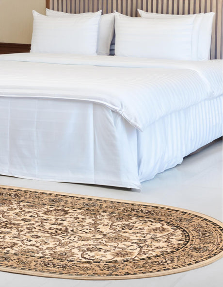 Ivory 5' 3 x 8' Sialk Hill Oval Area Rug 100% Polypropylene Durable Easy Clean Classic Traditional Design Carpet for Interior Design for Sale at Rug Engine