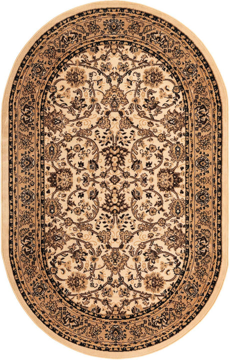 Ivory 5' 3 x 8' Sialk Hill Oval Area Rug 100% Polypropylene Durable Easy Clean Classic Traditional Design Carpet for Interior Design for Sale at Rug Engine
