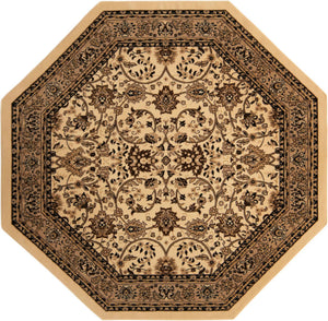 Ivory 7' 10 x 7' 10 Sialk Hill Octagon Area Rug 100% Polypropylene Durable Easy Clean Classic Traditional Design Carpet for Interior Design for Sale at Rug Engine