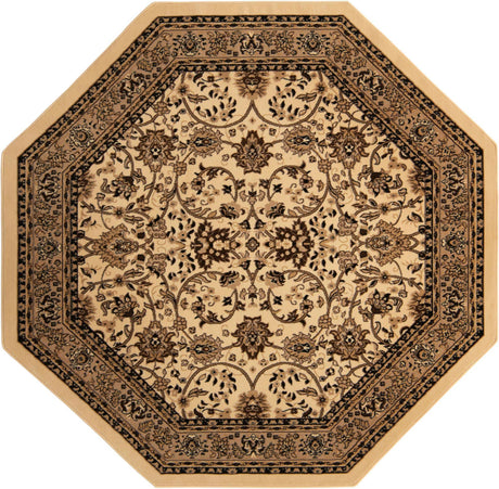 Ivory 7' 10 x 7' 10 Sialk Hill Octagon Area Rug 100% Polypropylene Durable Easy Clean Classic Traditional Design Carpet for Interior Design for Sale at Rug Engine