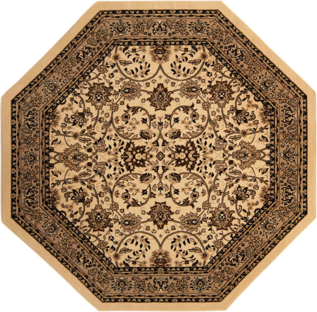 Ivory 7' 10 x 7' 10 Sialk Hill Octagon Area Rug 100% Polypropylene Durable Easy Clean Classic Traditional Design Carpet for Interior Design for Sale at Rug Engine