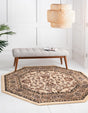 Ivory 7' 10 x 7' 10 Sialk Hill Octagon Area Rug 100% Polypropylene Durable Easy Clean Classic Traditional Design Carpet for Interior Design for Sale at Rug Engine