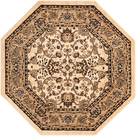 Ivory 5' 3 x 5' 3 Sialk Hill Octagon Area Rug 100% Polypropylene Durable Easy Clean Classic Traditional Design Carpet for Interior Design for Sale at Rug Engine