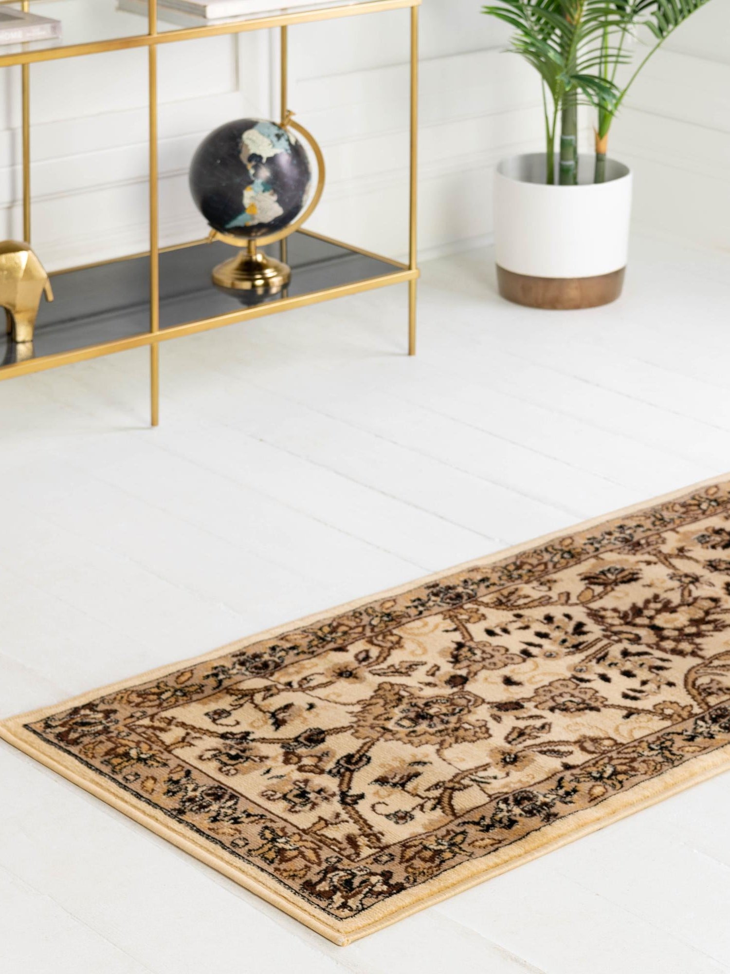 Ivory 2' 7 x 13' 1 Sialk Hill Runner Area Rug 100% Polypropylene Durable Easy Clean Classic Traditional Design Carpet for Interior Design for Sale at Rug Engine