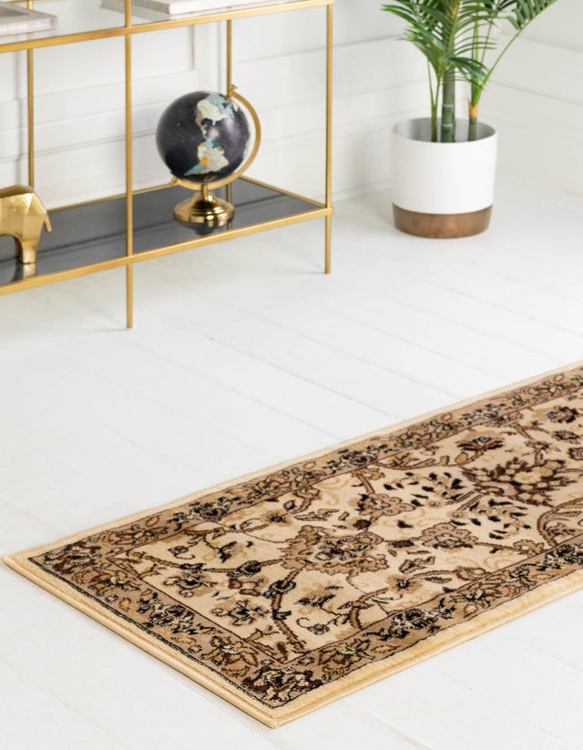 Ivory 2' 7 x 13' 1 Sialk Hill Runner Area Rug 100% Polypropylene Durable Easy Clean Classic Traditional Design Carpet for Interior Design for Sale at Rug Engine